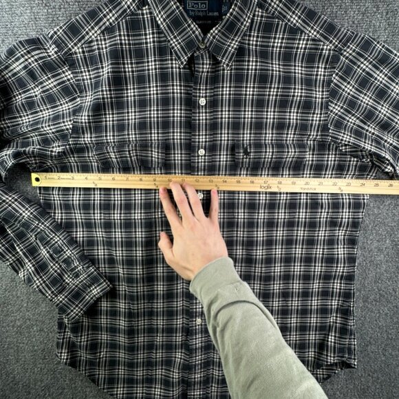 Polo Ralph Lauren Long Sleeve Button Up Shirt Plaid Blue Large Classic Pockets - Picture 5 of 16